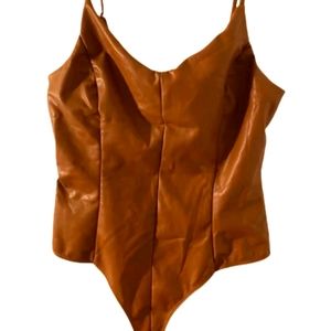 Brown  leather bodysuit